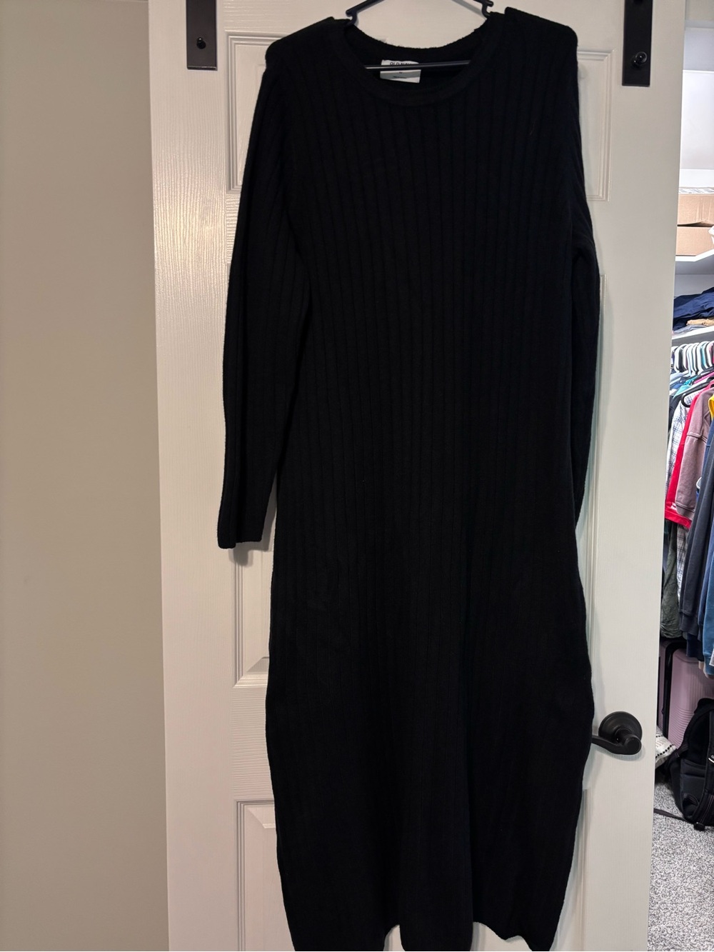 Old Navy Black Ribbed Long Sleeve Dress